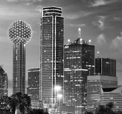 Dallas Skyline Black & White Canvas Art - Canvas Wall Art - HolyCowCanvas