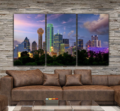 Dallas Skyline Canvas Wall Art - Canvas Wall Art - HolyCowCanvas