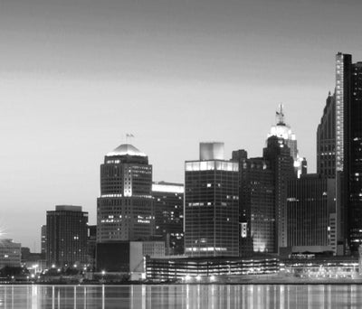 Detroit Skyline Canvas - Black & White - Canvas Wall Art - HolyCowCanvas