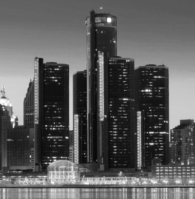 Detroit Skyline Canvas - Black & White - Canvas Wall Art - HolyCowCanvas