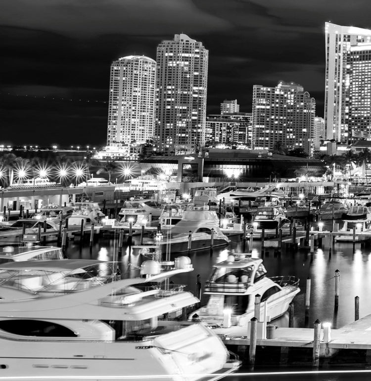 Miami Skyline Black & White Canvas Wall Art - Canvas Wall Art - HolyCowCanvas