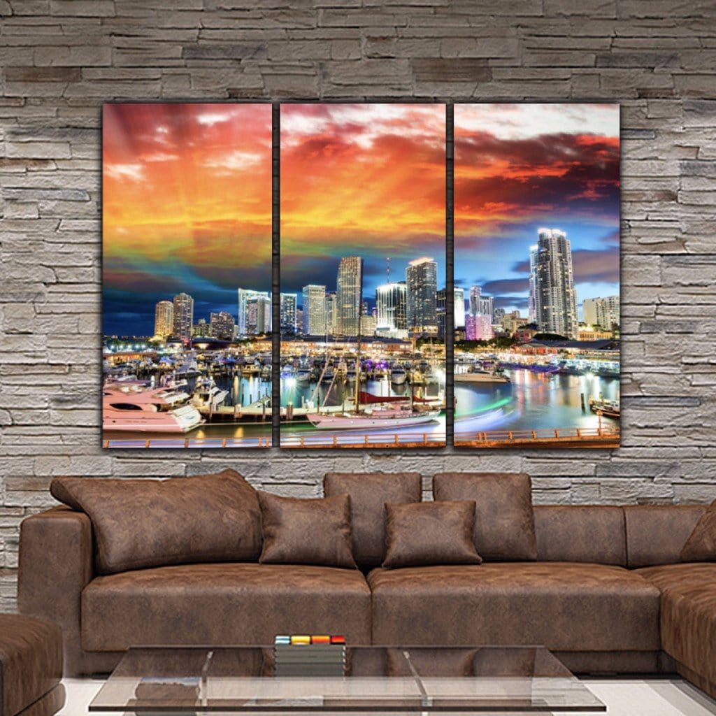 Miami Skyline Canvas Wall Art - Canvas Wall Art - HolyCowCanvas
