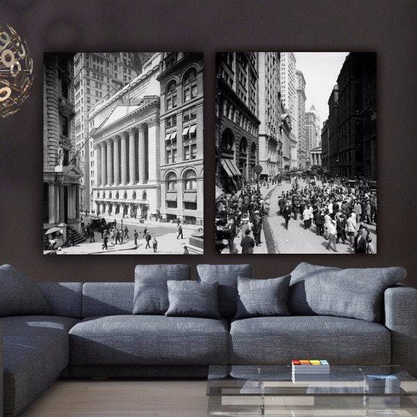 Vintage NYC Financial District Wall Art - Canvas Wall Art - HolyCowCanvas
