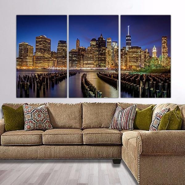 NYC Skyline at Night Canvas Wall Art - Canvas Wall Art - HolyCowCanvas