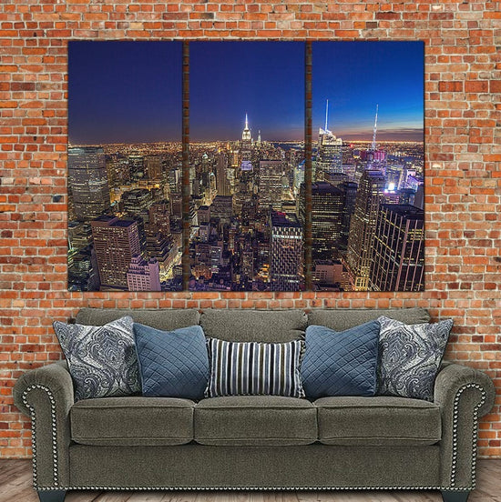 New York Skyline at Dusk - Canvas Wall Art - Canvas Wall Art - HolyCowCanvas