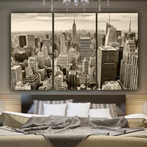 Sepia New York Skyline Canvas Wall Art - Canvas Wall Art - HolyCowCanvas