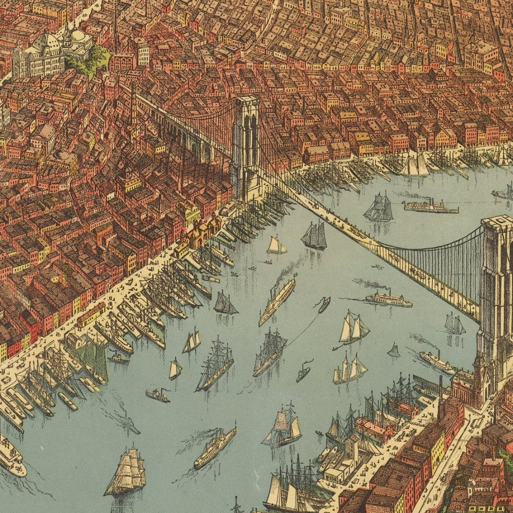 Vintage NYC Map 1879 - Canvas Wall Art - Canvas Wall Art - HolyCowCanvas