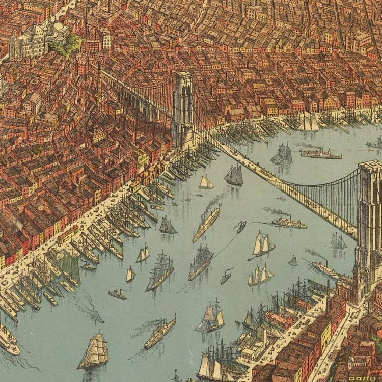 Vintage NYC Map 1879 - Canvas Wall Art - Canvas Wall Art - HolyCowCanvas