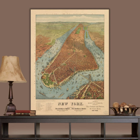 Vintage NYC Map 1879 - Canvas Wall Art - Canvas Wall Art - HolyCowCanvas