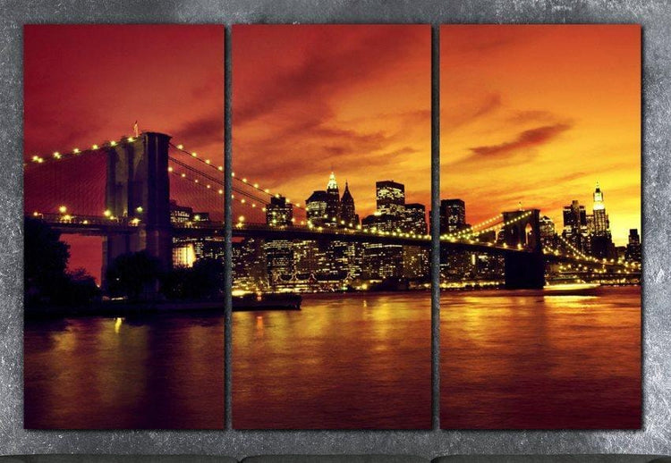 Brooklyn Bridge Sunset Canvas Wall Art - Canvas Wall Art - HolyCowCanvas