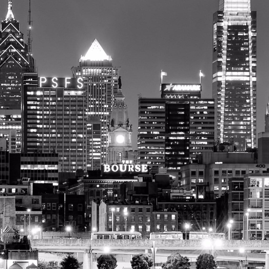 Black & White Philadelphia Skyline Canvas - Canvas Wall Art - HolyCowCanvas