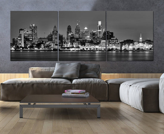 Black & White Philadelphia Skyline Canvas - Canvas Wall Art - HolyCowCanvas