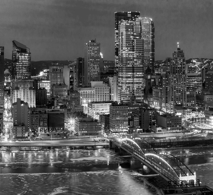Pittsburgh Skyline Black & White Canvas - Canvas Wall Art - HolyCowCanvas