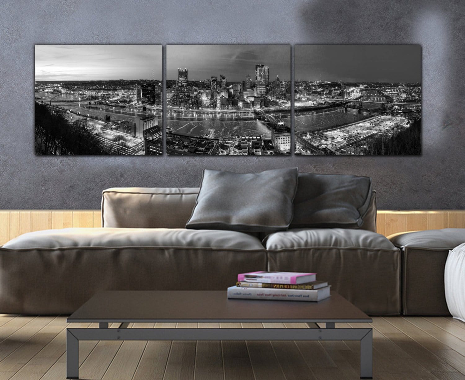 Pittsburgh Skyline Black & White Canvas - Canvas Wall Art - HolyCowCanvas