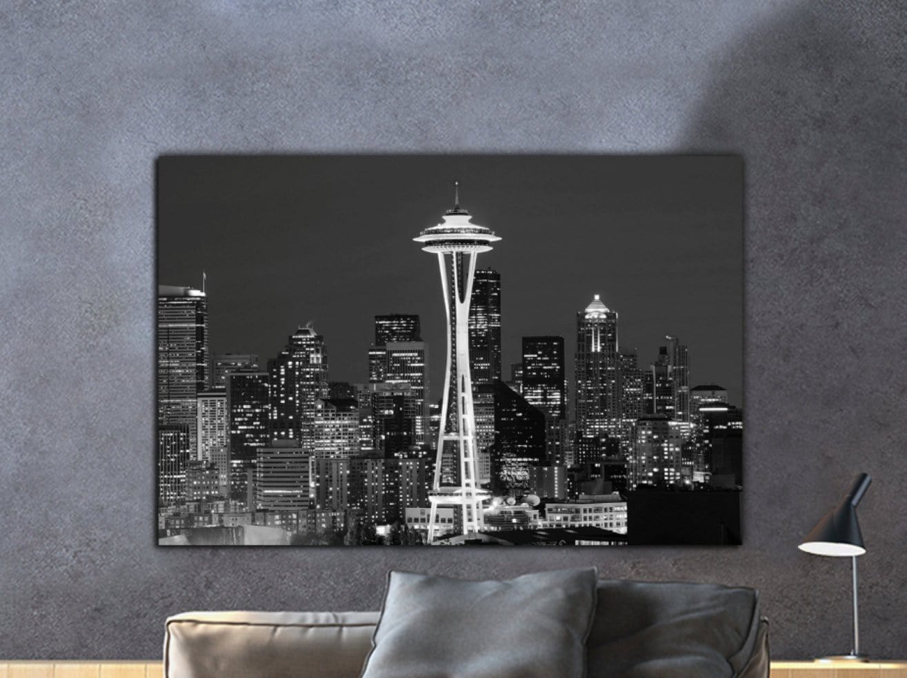 Seattle Skyline Black & White Canvas Art - Canvas Wall Art - HolyCowCanvas