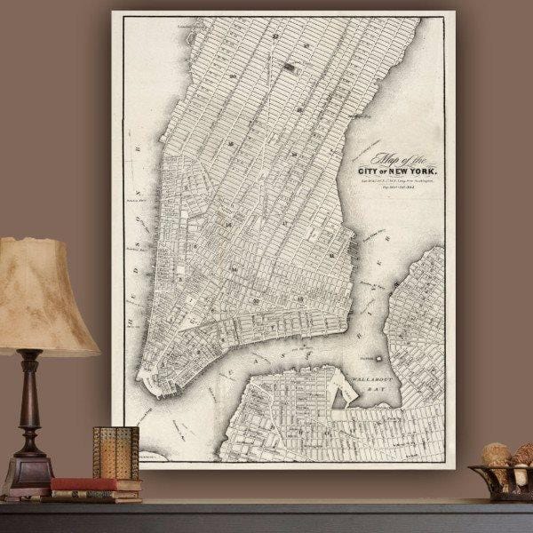 Vintage NYC Map Wall Art on Canvas - Canvas Wall Art - HolyCowCanvas