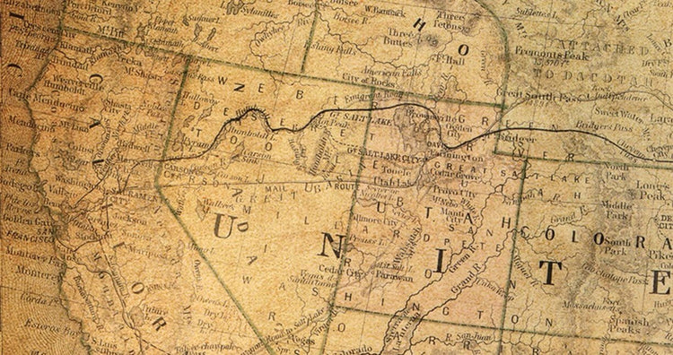 Vintage US Map Circa 1900 Canvas Wall Art - Canvas Wall Art - HolyCowCanvas